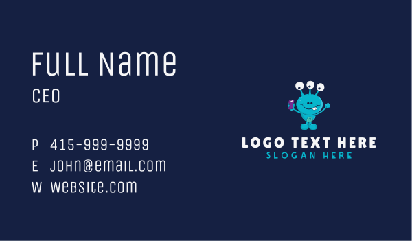 Blue Monster Mascot Business Card Design Image Preview