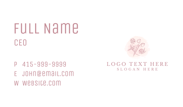 Tailoring Floral Scissors Business Card Design Image Preview