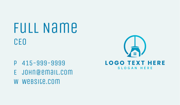Blue Broomstick Cleaning Business Card Design Image Preview