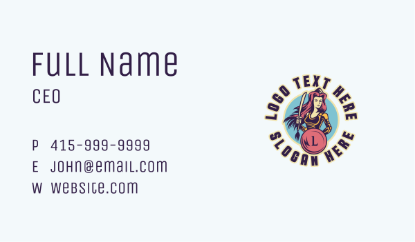 Female Warrior Avatar Business Card Design Image Preview