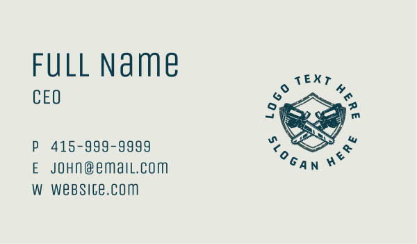 Chainsaw Tool Shield Crest Business Card Design Image Preview