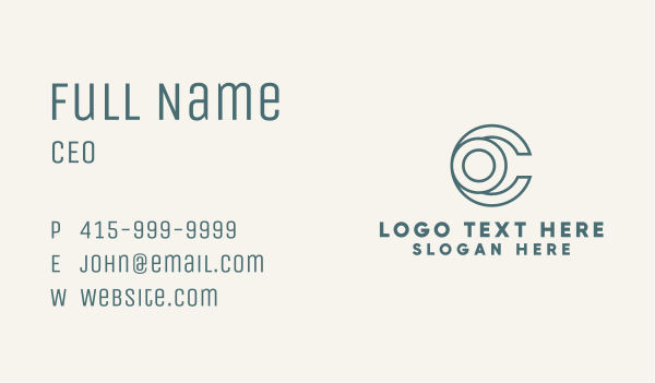Blue Outline Letter C & O Business Card Design Image Preview