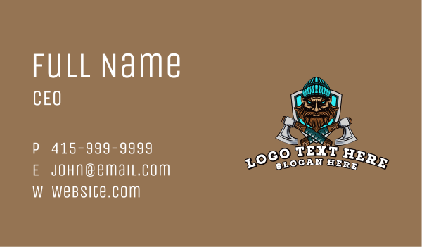 Lumberjack Axe Shield Gaming Business Card Design Image Preview