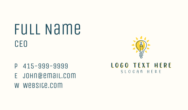 Candle Light Bulb Business Card Design Image Preview