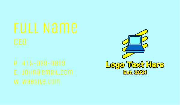 Cartoon Laptop Icon Business Card Design Image Preview