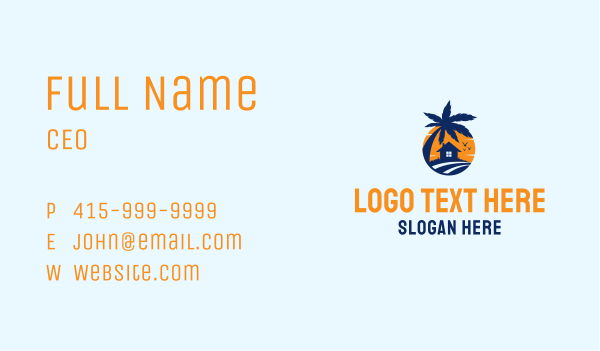 Tropical Sunrise House Business Card Design Image Preview