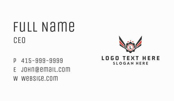 Mechanical Cog Wings Business Card Design Image Preview