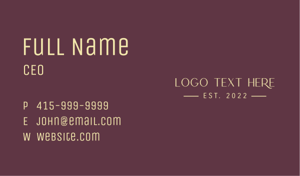 Elegant Yellow Wordmark Business Card Design Image Preview