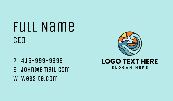 Beach Vacation Wave Business Card Design Image Preview
