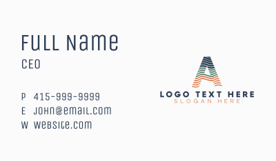 Wavy Stripes Letter A Business Card Image Preview