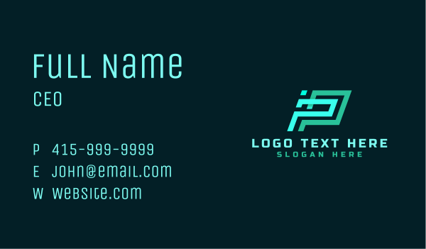 Geometric Tech Startup Business Card Design Image Preview