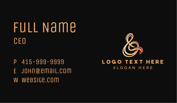 Orange Ampersand Ligature Business Card Design Image Preview