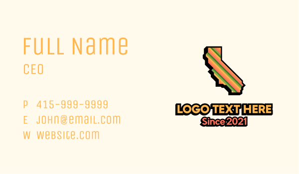 California Tropical Stripe Business Card Design Image Preview
