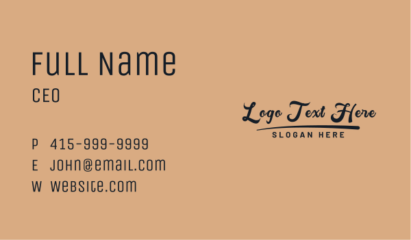 Vintage Script Wordmark Business Card Design Image Preview