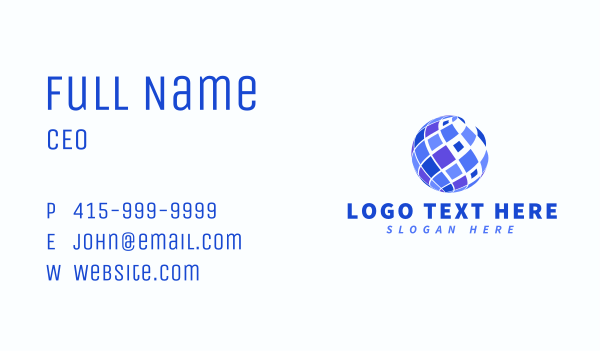 Tech Mosaic Sphere  Business Card Design Image Preview