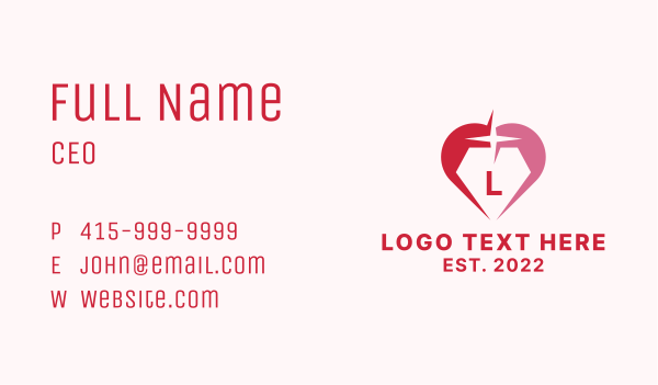 Diamond Heart Lettermark Business Card Design Image Preview