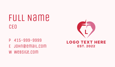 Diamond Heart Lettermark Business Card Image Preview
