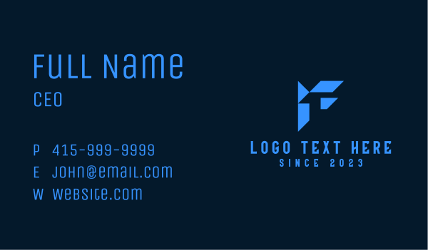 Blue Tech Letter F Business Card Design Image Preview