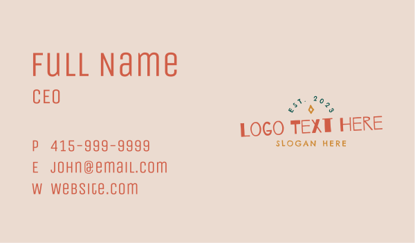 Playful Casual Wordmark Business Card Design Image Preview