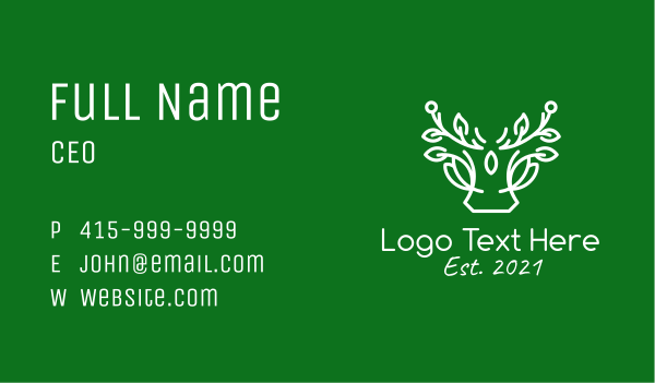 White Plant Antlers  Business Card Design Image Preview