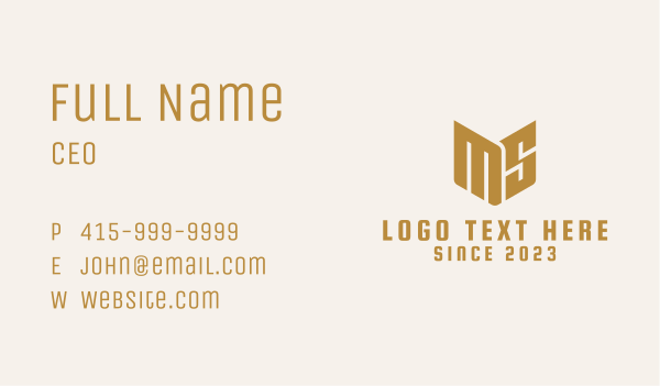 Gold Chevron Letter M & S Business Card Design Image Preview