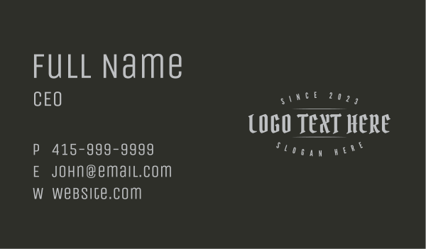 Dark Gothic Wordmark Business Card Design Image Preview