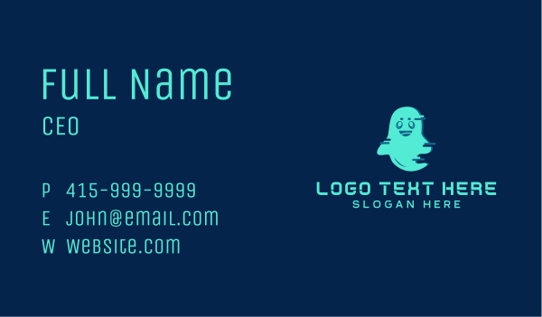 Glitch Ghost Mascot Business Card Design Image Preview