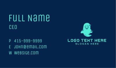 Glitch Ghost Mascot Business Card Image Preview