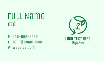 Green Recycle Leaf Letter Business Card