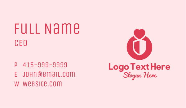Heart Love Shield  Business Card Design Image Preview