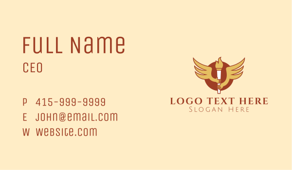 Torch Flame Wings  Business Card Design Image Preview