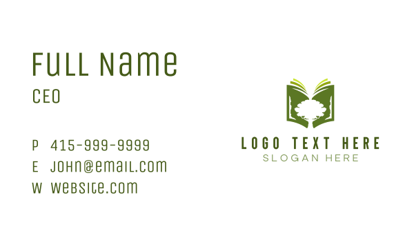 Tree Book Library Business Card Design Image Preview