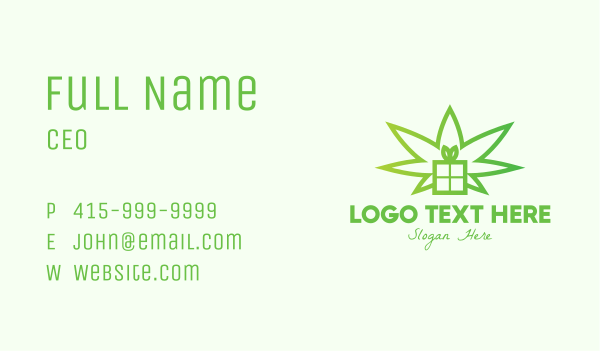 Green Cannabis Gift  Business Card Design Image Preview