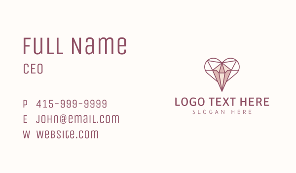 Jewelry Heart Diamond Business Card Design Image Preview