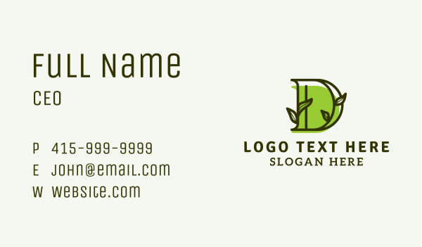 Nature Leaf Letter D  Business Card Design Image Preview