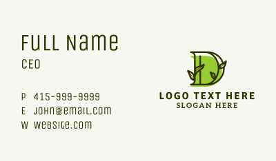 Nature Leaf Letter D  Business Card Image Preview