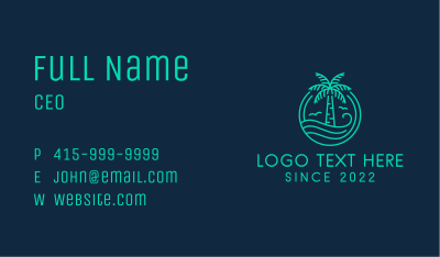 Palm Tree Beach Resort  Business Card