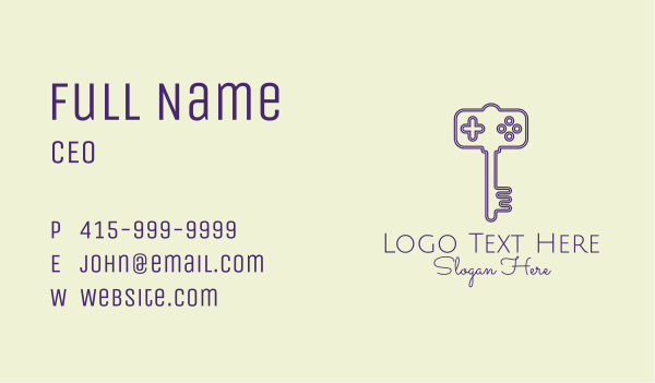 Minimalist Gaming Key  Business Card Design Image Preview