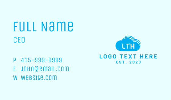 Blue Cloud Letter Business Card Design Image Preview