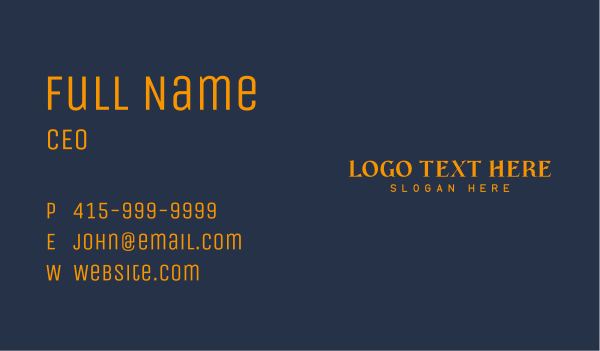 Orange Luxe Wordmark Business Card Design Image Preview
