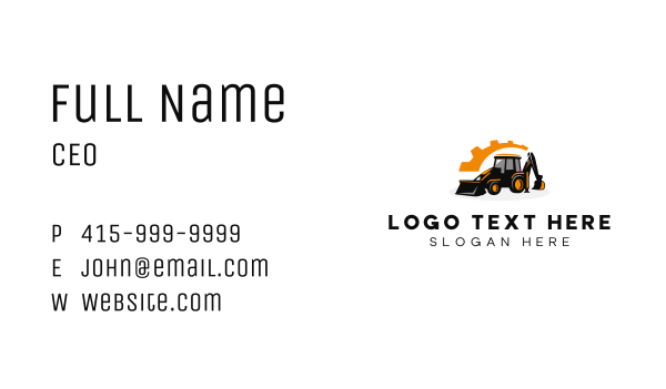 Construction Backhoe Heavy Equipment Business Card Design Image Preview