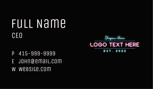 Modern Neon Wordmark Business Card Design Image Preview