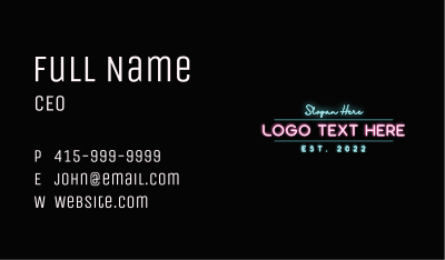 Modern Neon Wordmark Business Card Image Preview