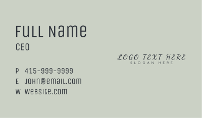 Blue Cursive Wordmark Business Card Image Preview