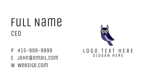 Violet Modern Owl Business Card Design Image Preview