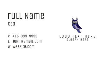 Violet Modern Owl Business Card Image Preview