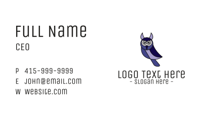 Violet Modern Owl Business Card