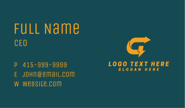 Electric Bolt Letter G  Business Card Design Image Preview