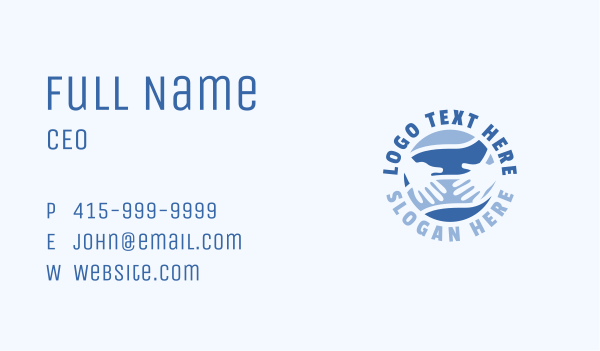 Blue Global Hands Charity Business Card Design Image Preview