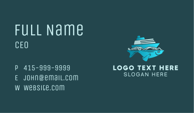 Blue Fishing Boat Business Card Image Preview